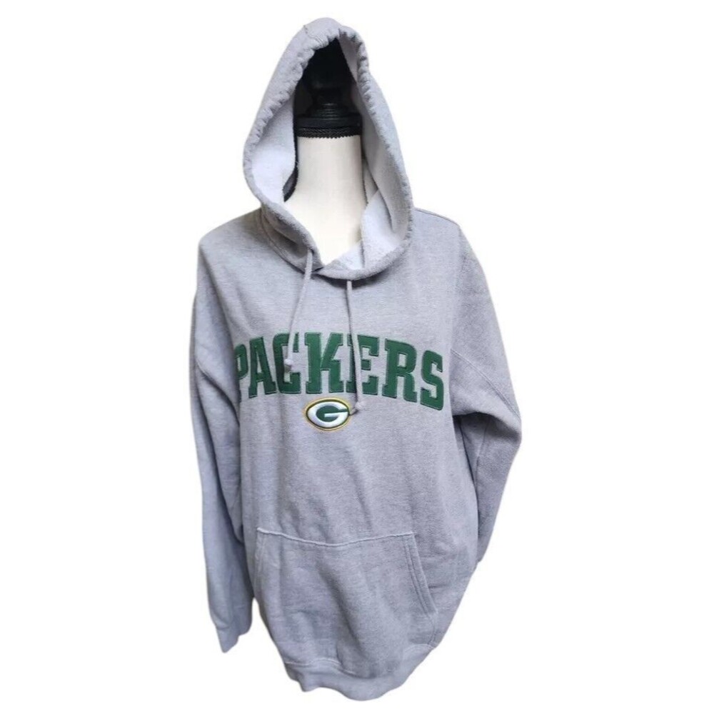 Green Bay Packers Hoodie Gray Pullover Size Large NFL Football